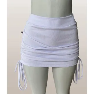 Saia Canelada Feminina Curta com Regulagem Drapeada - Violeta