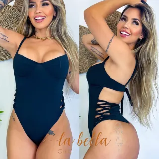 Hot Pants Biquíni Maiô Cavado Decotado Lateral Trançado Costa Nua - Carol Roxo Texturizado