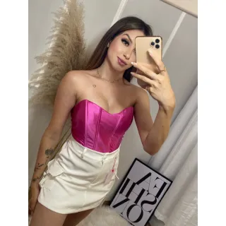 Bojo Premium Cropped Malha Corset Prada - Acentinado - Bege