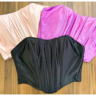 Bojo Premium Cropped Malha Corset Prada - Acentinado - Bege