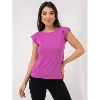 Moda feminina: camisa regata com ombreira simples - Lilás