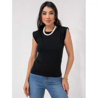 Moda feminina: camisa regata com ombreira simples - Lilás