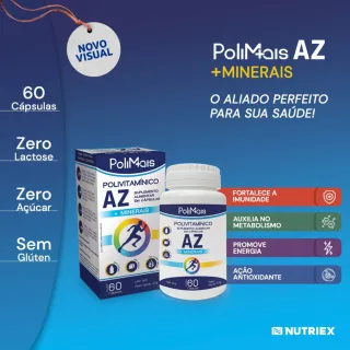 60 Caps Vit Polimais A-Z: Energia, Metabolismo e Imunidade - Único