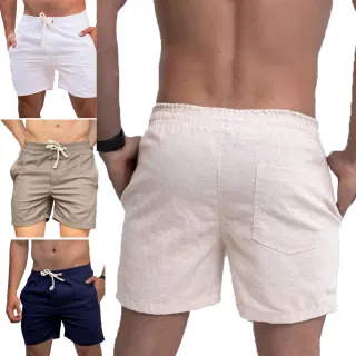 Short Linho Masculino Lavado de Alta Qualidade - Mauricinho Premium - Natural