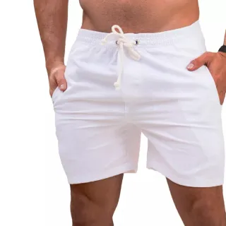Short Linho Masculino Lavado de Alta Qualidade - Mauricinho Premium - Natural