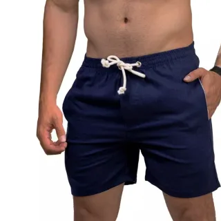 Short Linho Masculino Lavado de Alta Qualidade - Mauricinho Premium - Natural