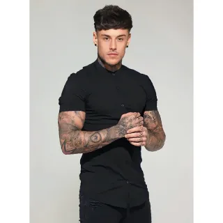 Camisa de Luxo Masculina Slim Fit Gola Padre Manga Curta - Tecido Premium - Vinho BORDÔ