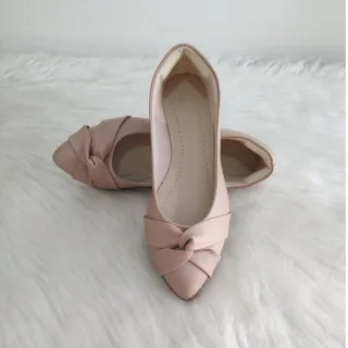 Sapatilha Preta Elegante Bico Fino Modelos Variados do 34 ao 39 Nude - VERDE VERNIZ APLIQUE