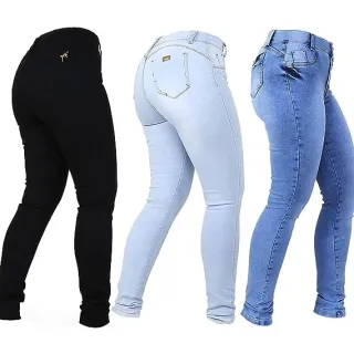 Calça Jeans Feminina Slim Lycra - Kit com 2 unidades - escuro+claro
