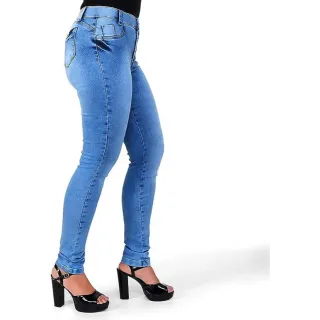 Calça Jeans Feminina Slim Lycra - Kit com 2 unidades - escuro+claro