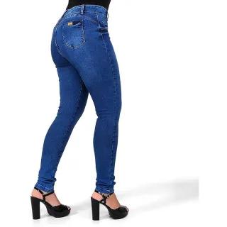Calça Jeans Feminina Slim Lycra - Kit com 2 unidades - escuro+claro