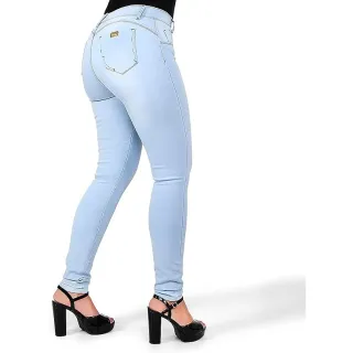 Calça Jeans Feminina Slim Lycra - Kit com 2 unidades - escuro+claro