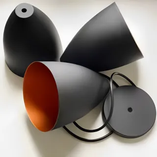 Lustre Alumínio Pendentes Soft Cone Preto Cobre - Combo Kit 3 unidades - Único