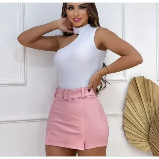 Saia Couro Fake Curta P ao GG - Coutinho - Vinho