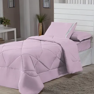 Promoção Edredon Solteiro Dupla Face Margarida com Fronha - Avelã