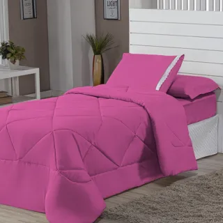 Promoção Edredon Solteiro Dupla Face Margarida com Fronha - Avelã