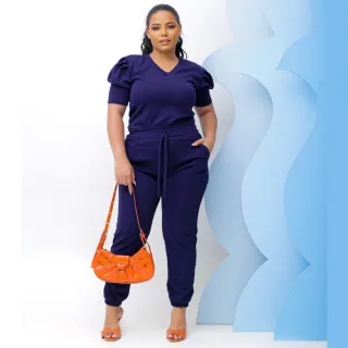 Fardamento Confortável Conjunto Suave Calça Jogging Blusa Manga Princesa - LAVANDA