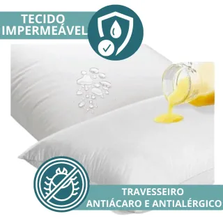 Travesseiros IMPERMEÁVEL 50x70 Kit 2 - Antialérgico Fibra De Silicone - Único