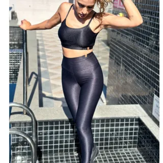 Top Canelado com Bojo Removível e Legging Premium - Conjunto Academia - Marinho