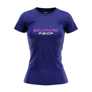 Personalize sua Camiseta Dry Fit Feminina Educação Física com seu nome - Azul