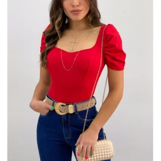 Blusinha Cropped Feminina com Manga Princesa Bufante e Bojo - Alicia Suplex Premium - Indisponivel 1