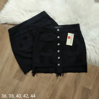Cos alto saia jeans rasgadinha cintura alta - Ziper Clara