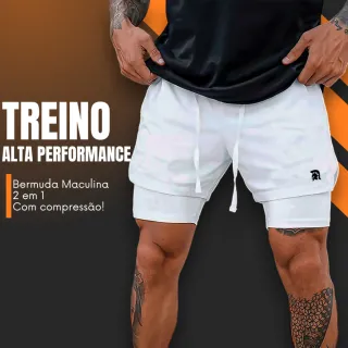 Bermuda Masculina Térmica Esportiva 2 em 1 - Raryel - Shorts Empire Preto