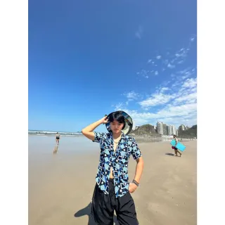 Roupas Casuais Masculinas: Camiseta Estampada de Verão Coco Havaiana - Azul