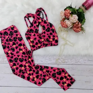 Roupas Femininas para Academia: Conjunto Fitness Legging e Top Suplex Animal Print - CONJ DAY 43