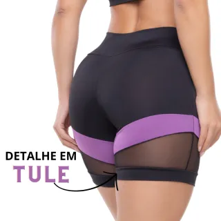Legging Bermuda Feminina Fitness Short com Tela para Academia - VARIADO