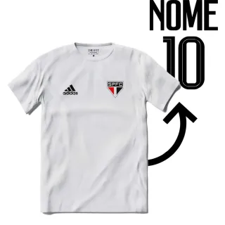 Personalize sua camiseta unissex dryfit respirável com nome e número - Santo Paulo Futebol - Branco