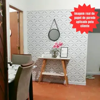Adesivo Autocolante Geométrico Cinza Claro - Papel de Parede 3D para Sala, Quarto e Cozinha - 4 ROLOS = 20 METROS