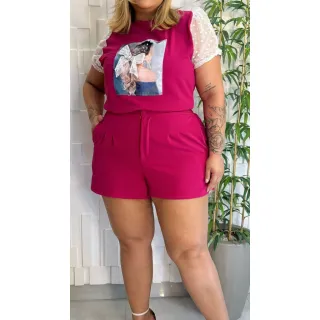 Bermuda Social Plus Size Alfaiataria Ziper Basica - Tamanho 44 ao 58 - Preta