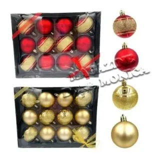 Enfeite Natalino Glitter Bolas Decoradas Kit 6cm - 12UNI / 24UNI / 36UNI - 36 Dourado - P21403(3BOX)