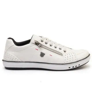 Promoção Sapatênis Masculino Couro Confortável Calce Fácil Ortopédico Zíper - CAFE