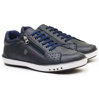 Promoção Sapatênis Masculino Couro Confortável Calce Fácil Ortopédico Zíper - CAFE