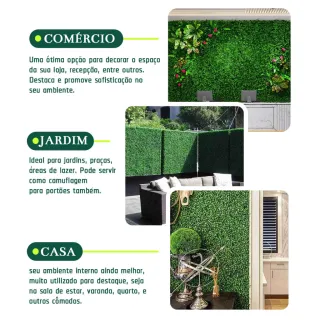 Painel Grama Mural Planta Artificial Samambaia - Muro Verde Jardim Vertical - Kit 4 - Samambaia
