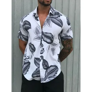 Viscose Verão 2021 Camisa Estampada Floral Havaiana Florida - Cor4