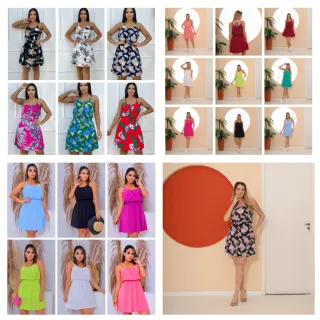 Viscose soltinho feminino curto vestido com forro - Casual dia a dia - Verde limão- Liso