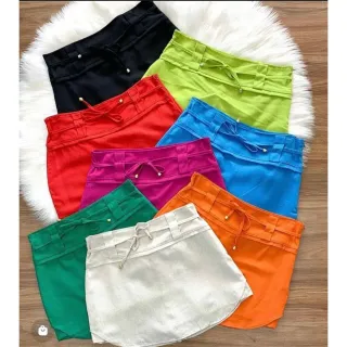 Saia curta de linho - Verde