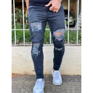 Calças masculinas premium estampadas super elastano skinny destroyed - Calça night on sorriso