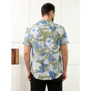 Camisa Manga Curta Masculino Floral Verde Claro - GG