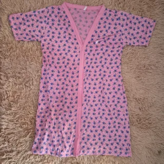 Camisola Aberta Botões Adulto Blogueirinha Liso Camisão - Azul