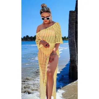 Saia Tricot e Cropped Feminino para Praia - Azul Claro