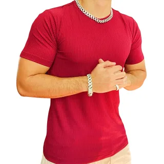 Lançamento Camiseta Masculina Manga Curta Canelada Básica - BRANCA LISA