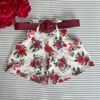 Short Feminino Malha Cintura Alta + Cinto. Moda Praia Verão - MODELO 2 ESTAMPA SORTIDA