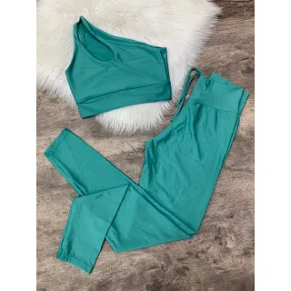 Calça Legging e Top de Um Ombro - Conjunto Fitness - Zebra