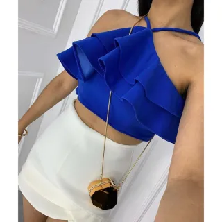 Detalhes nas costas, cropped maravilhoso com alça babado 024 - Magenta