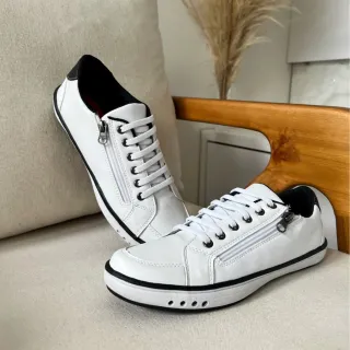 Sapatenis Masculino Couro Marrom Anti Stress Conforto Zipper Lateral - gelo