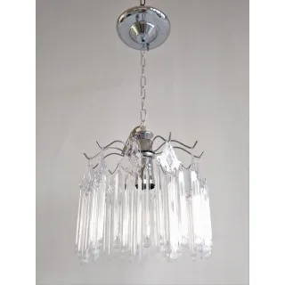 Lustre pendente de metal com pingentes em acrílico, lâmpada LED - Raryel - Único